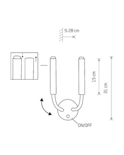 Бра Nowodvorski 9055 Stalactite G9 2x10W IP20 Bl